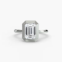 Emerald Diamond Bezel Set Solitaire Ring