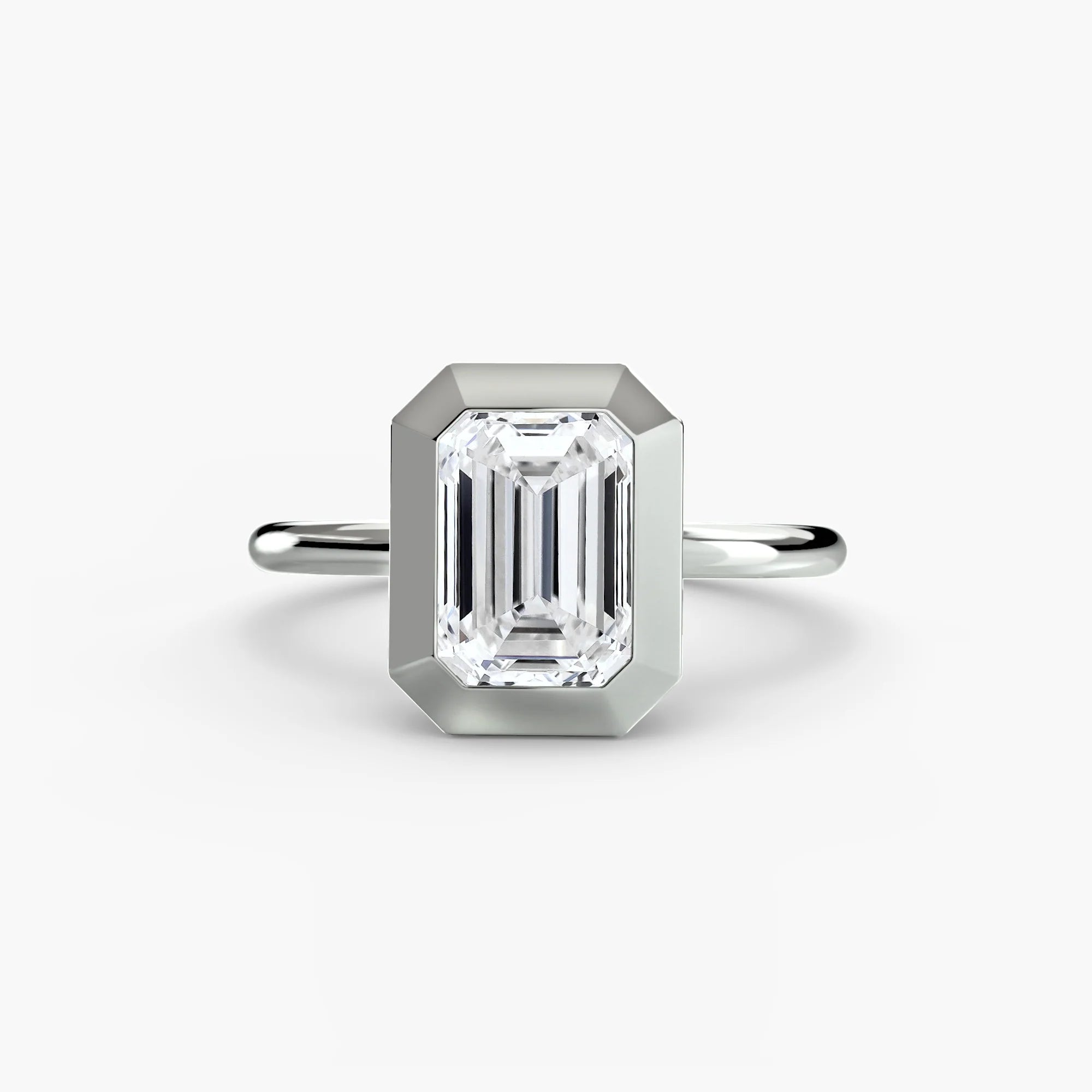 Emerald Diamond Bezel Set Solitaire Ring