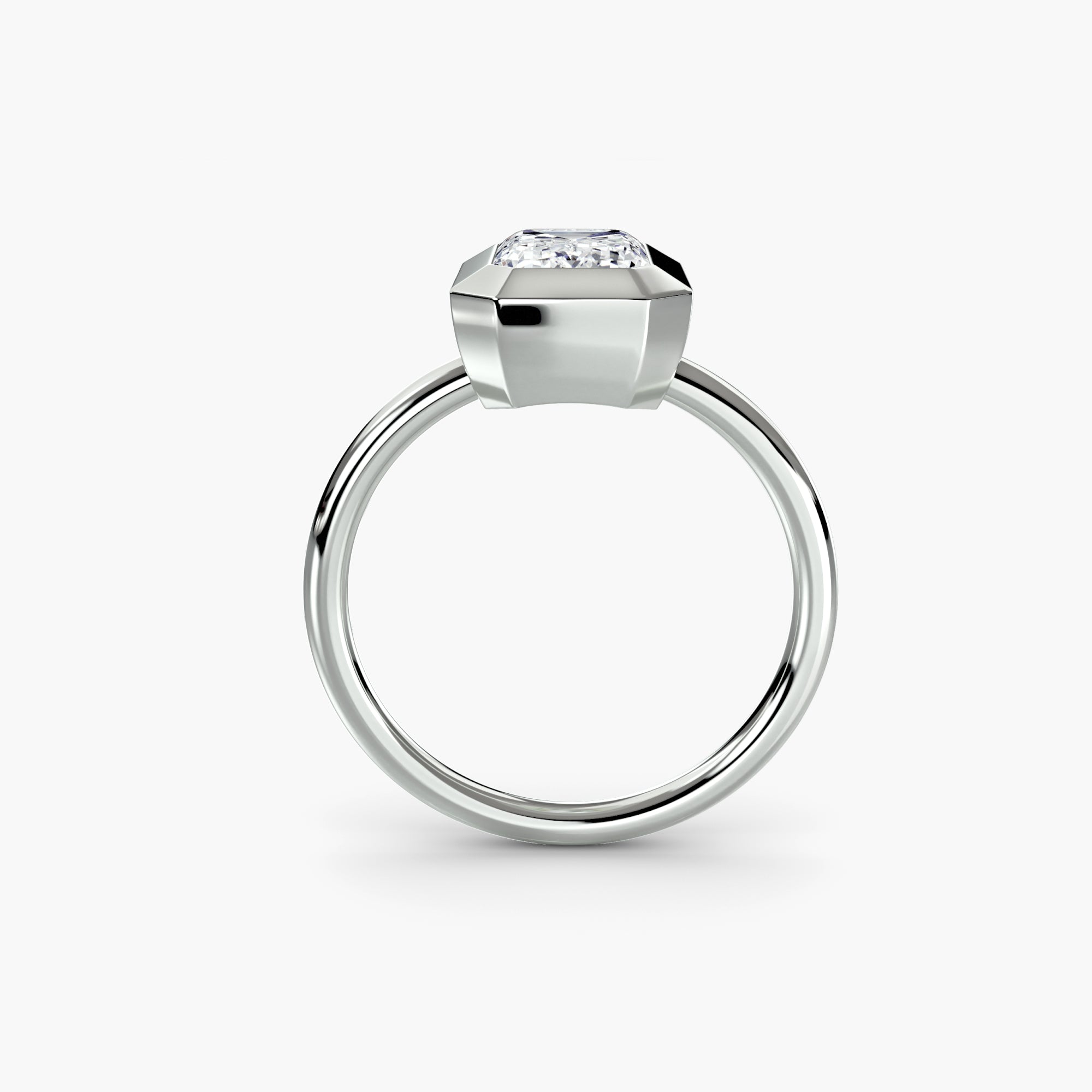 Emerald Diamond Bezel Set Solitaire Ring