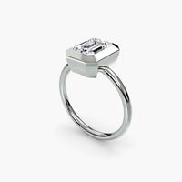 Emerald Diamond Bezel Set Solitaire Ring