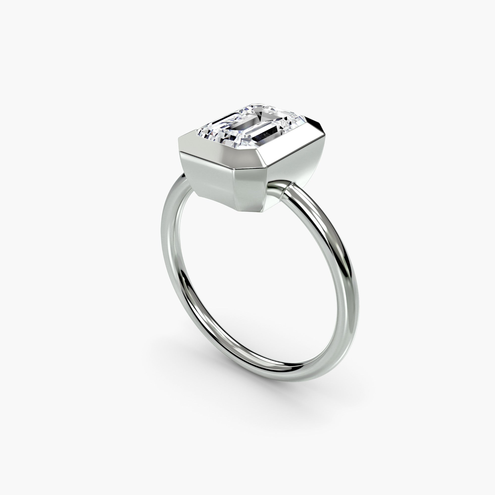 Emerald Diamond Bezel Set Solitaire Ring