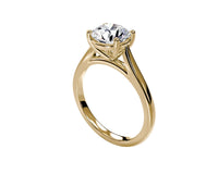 Gold ring with a diamond on a white background