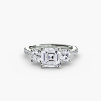 Three Stone Pavé Tapered Shank Ring