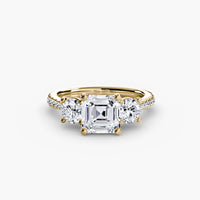 Three Stone Pavé Tapered Shank Ring