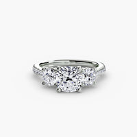 Three Stone Pavé Tapered Shank Ring