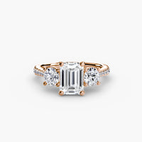 Three Stone Pavé Tapered Shank Ring