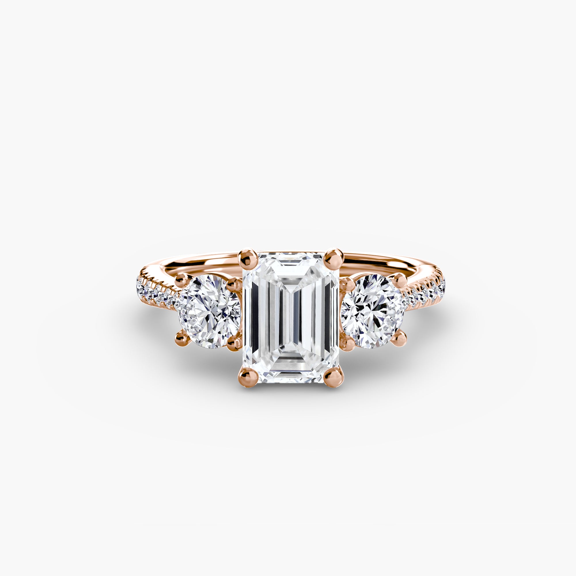 Three Stone Pavé Tapered Shank Ring