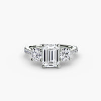 Three Stone Pavé Tapered Shank Ring