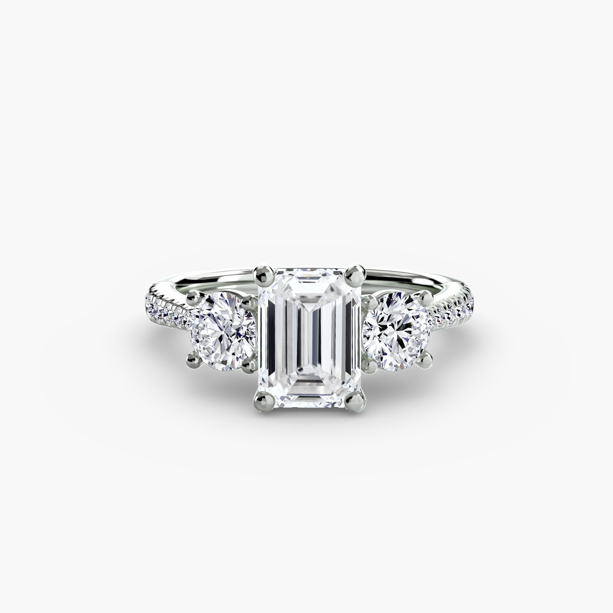 Three Stone Pavé Tapered Shank Ring