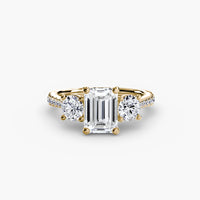 Three Stone Pavé Tapered Shank Ring
