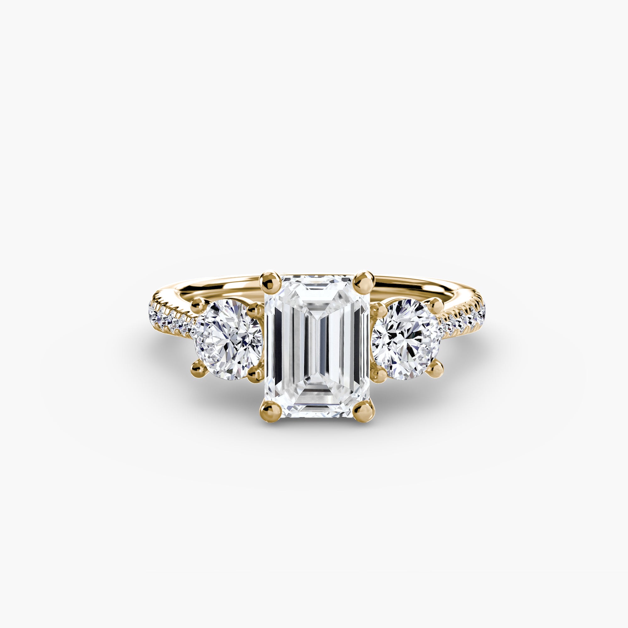 Three Stone Pavé Tapered Shank Ring