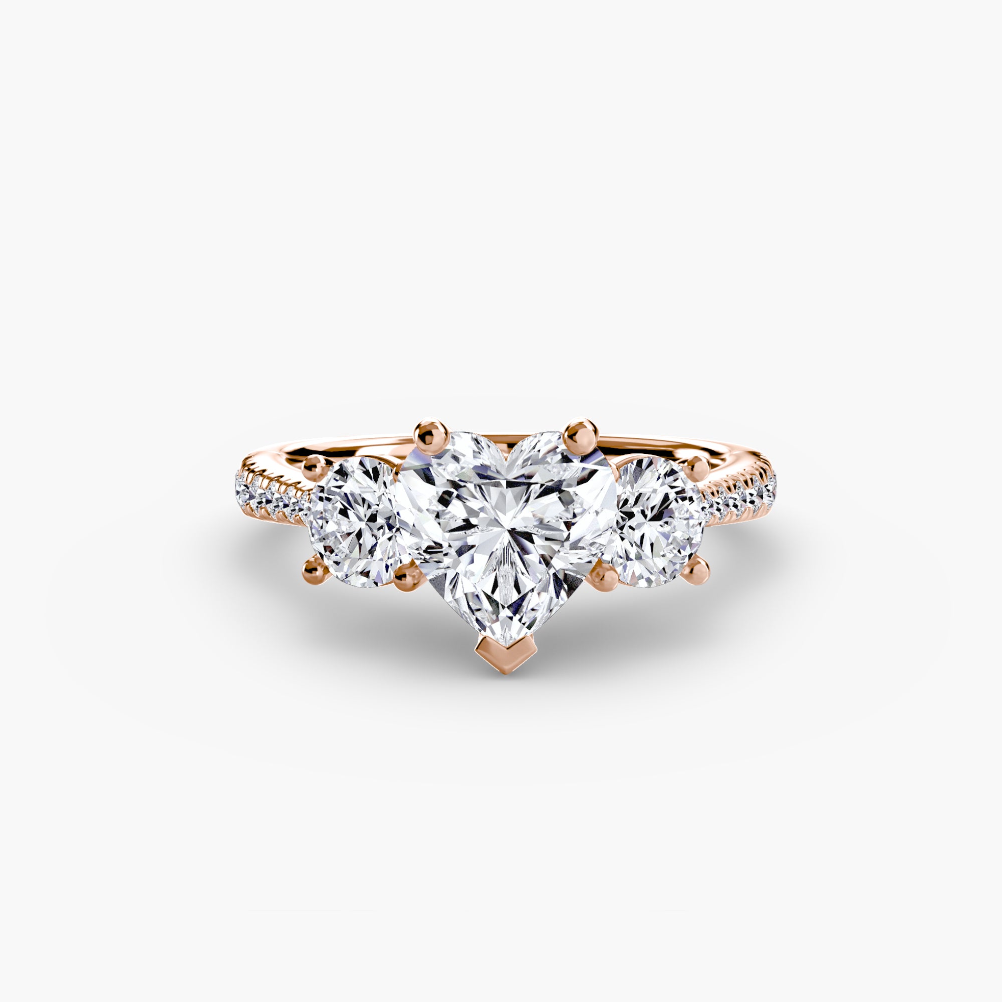 Three Stone Pavé Tapered Shank Ring