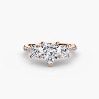 Three Stone Pavé Tapered Shank Ring