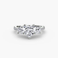 Three Stone Pavé Tapered Shank Ring
