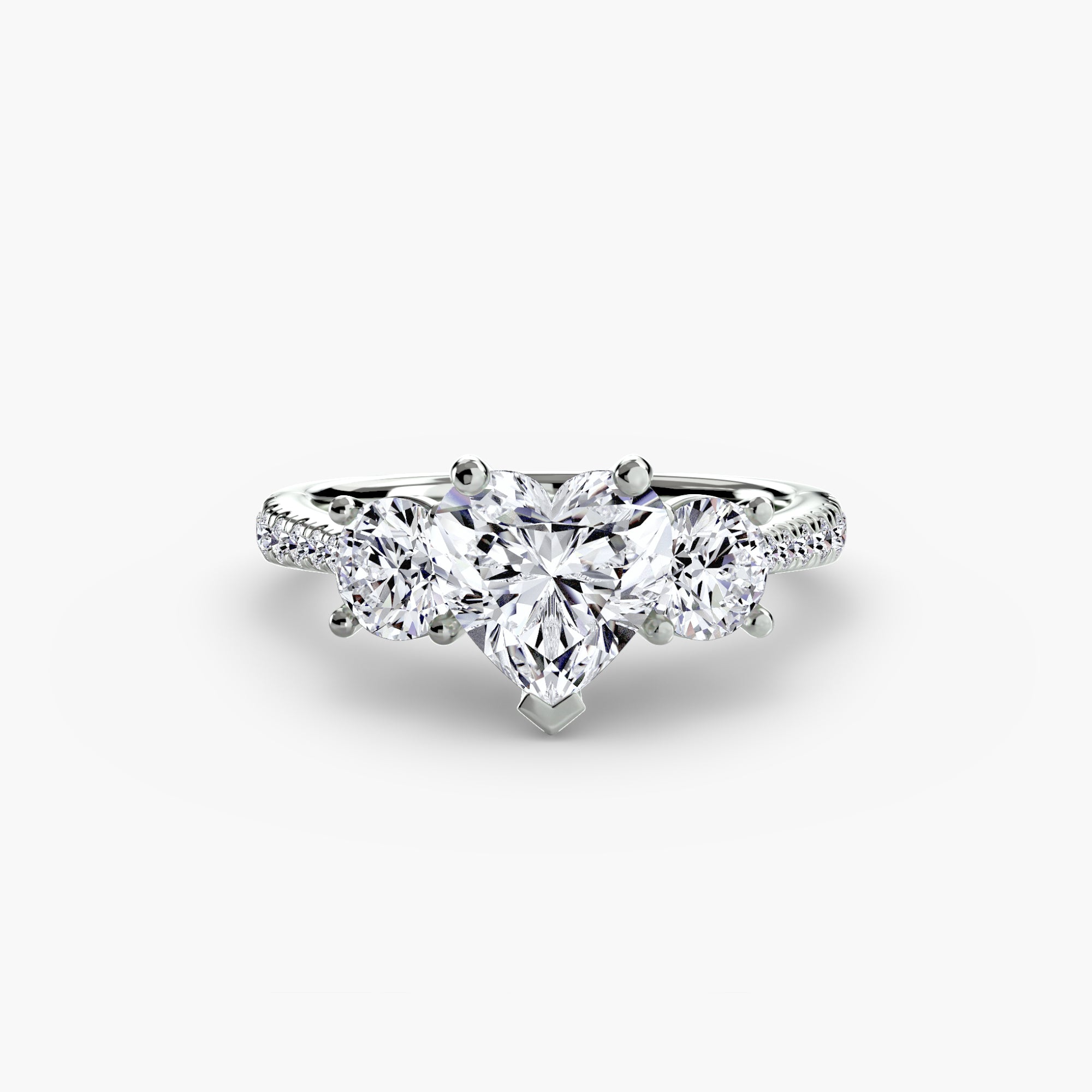 Three Stone Pavé Tapered Shank Ring
