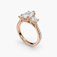 Marquise Three Stone Pavé Tapered Shank Ring