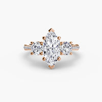 Three Stone Pavé Tapered Shank Ring
