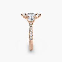 Marquise Three Stone Pavé Tapered Shank Ring