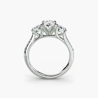 Marquise Three Stone Pavé Tapered Shank Ring