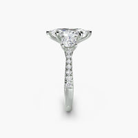 Marquise Three Stone Pavé Tapered Shank Ring