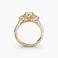 Marquise Three Stone Pavé Tapered Shank Ring