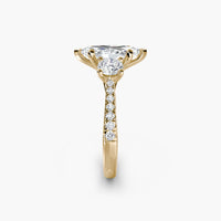 Marquise Three Stone Pavé Tapered Shank Ring