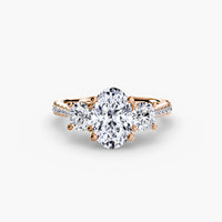 Three Stone Pavé Tapered Shank Ring