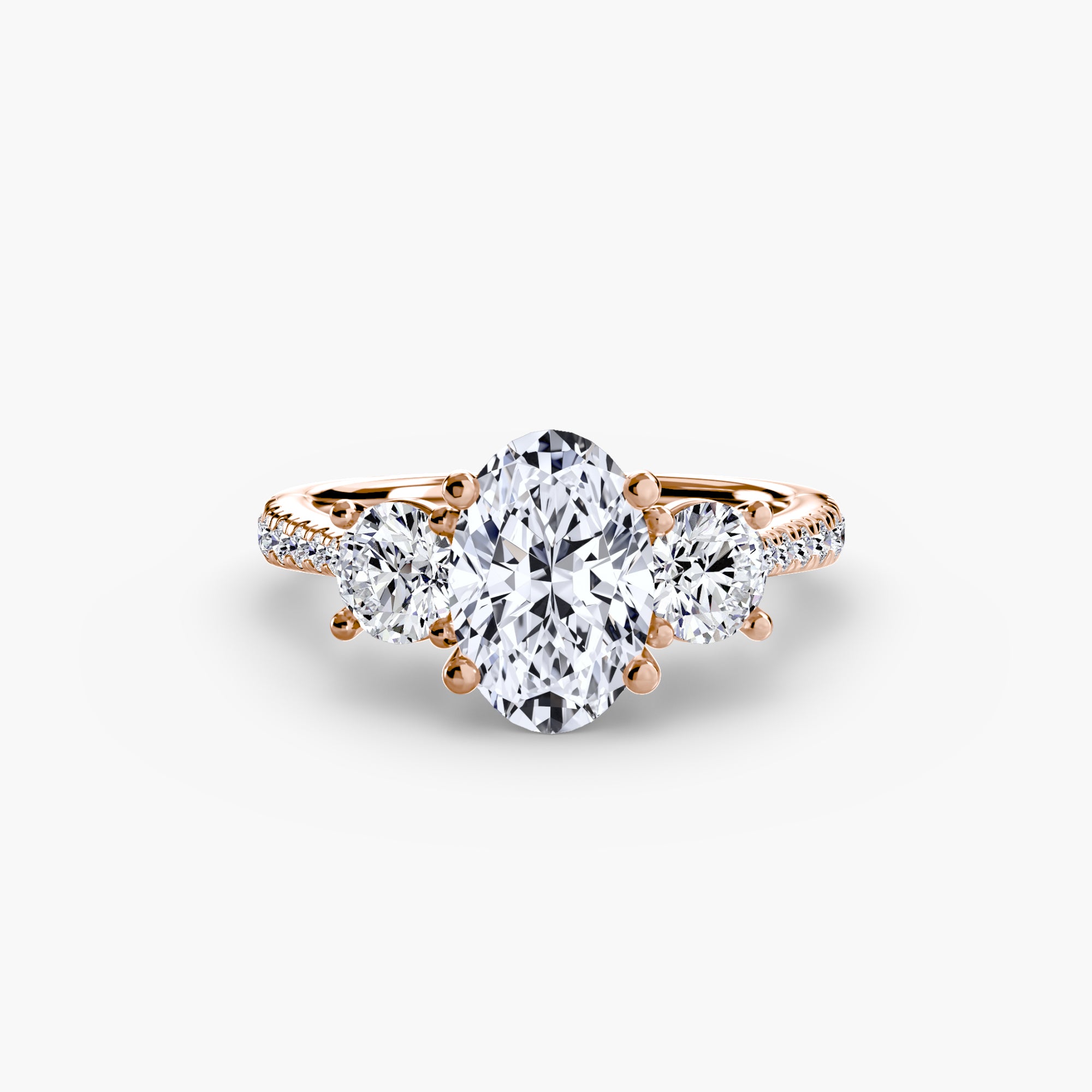 Three Stone Pavé Tapered Shank Ring