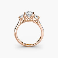 Oval Three Stone Pavé Tapered Shank Ring