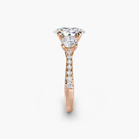 Oval Three Stone Pavé Tapered Shank Ring