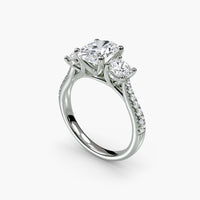 Oval Three Stone Pavé Tapered Shank Ring