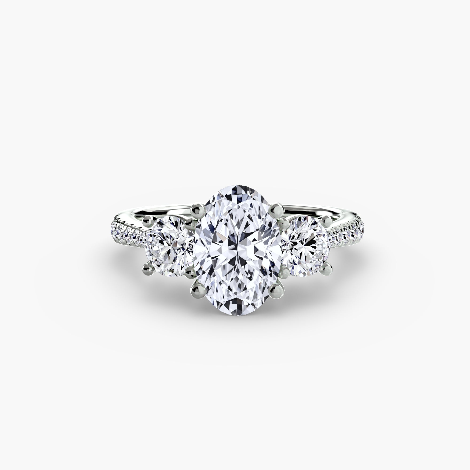 Three Stone Pavé Tapered Shank Ring