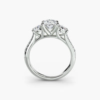 Oval Three Stone Pavé Tapered Shank Ring