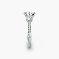 Oval Three Stone Pavé Tapered Shank Ring