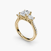 Oval Three Stone Pavé Tapered Shank Ring
