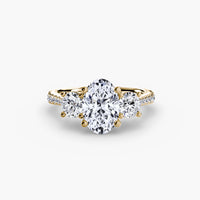 Three Stone Pavé Tapered Shank Ring