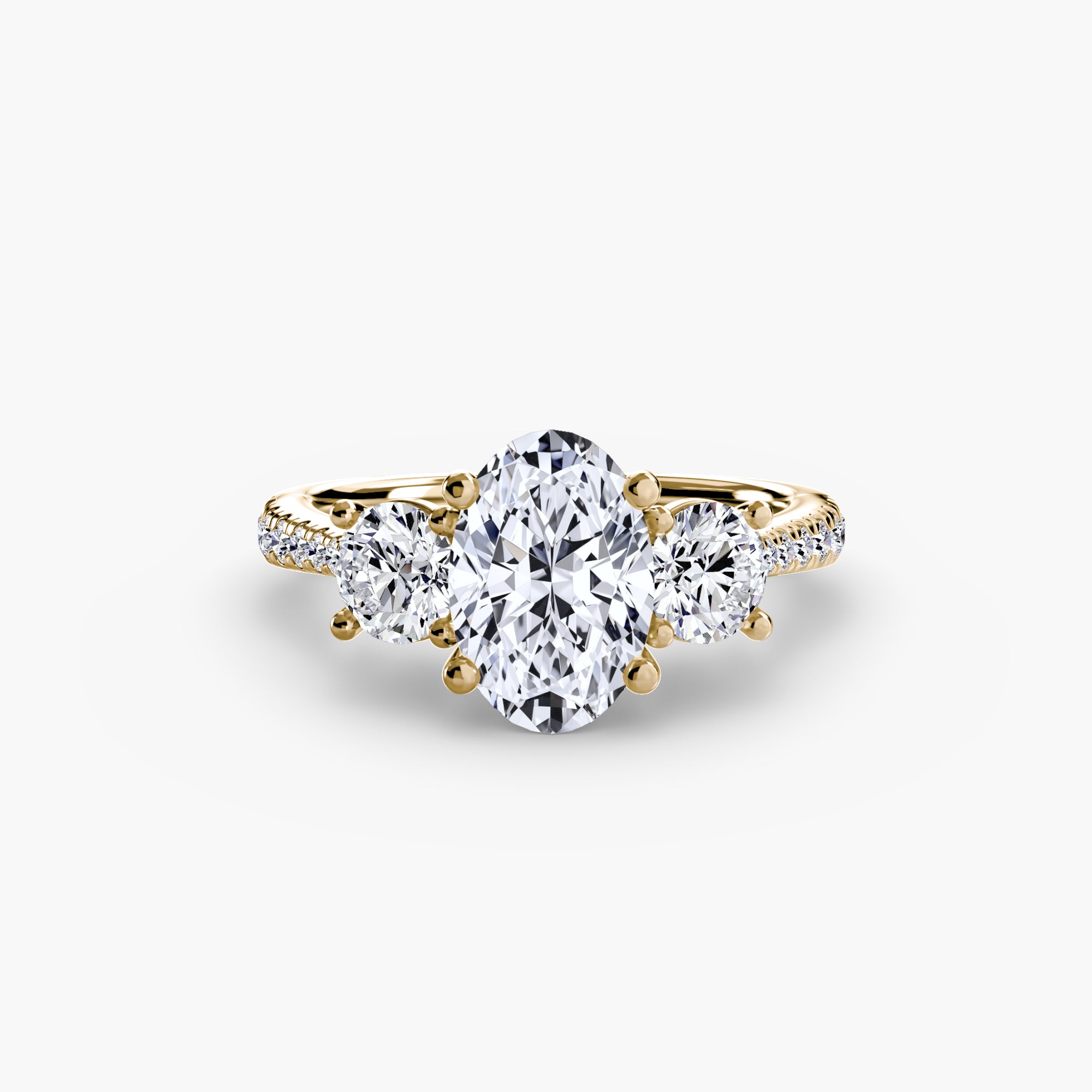 Three Stone Pavé Tapered Shank Ring