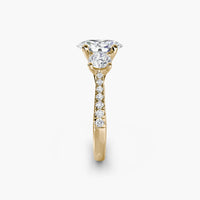 Oval Three Stone Pavé Tapered Shank Ring