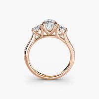 Pear Three Stone Pavé Tapered Shank Ring