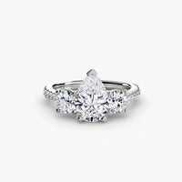 Three Stone Pavé Tapered Shank Ring