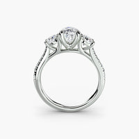 Pear Three Stone Pavé Tapered Shank Ring