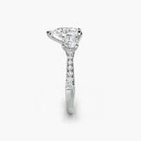 Pear Three Stone Pavé Tapered Shank Ring