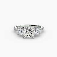 Three Stone Pavé Tapered Shank Ring