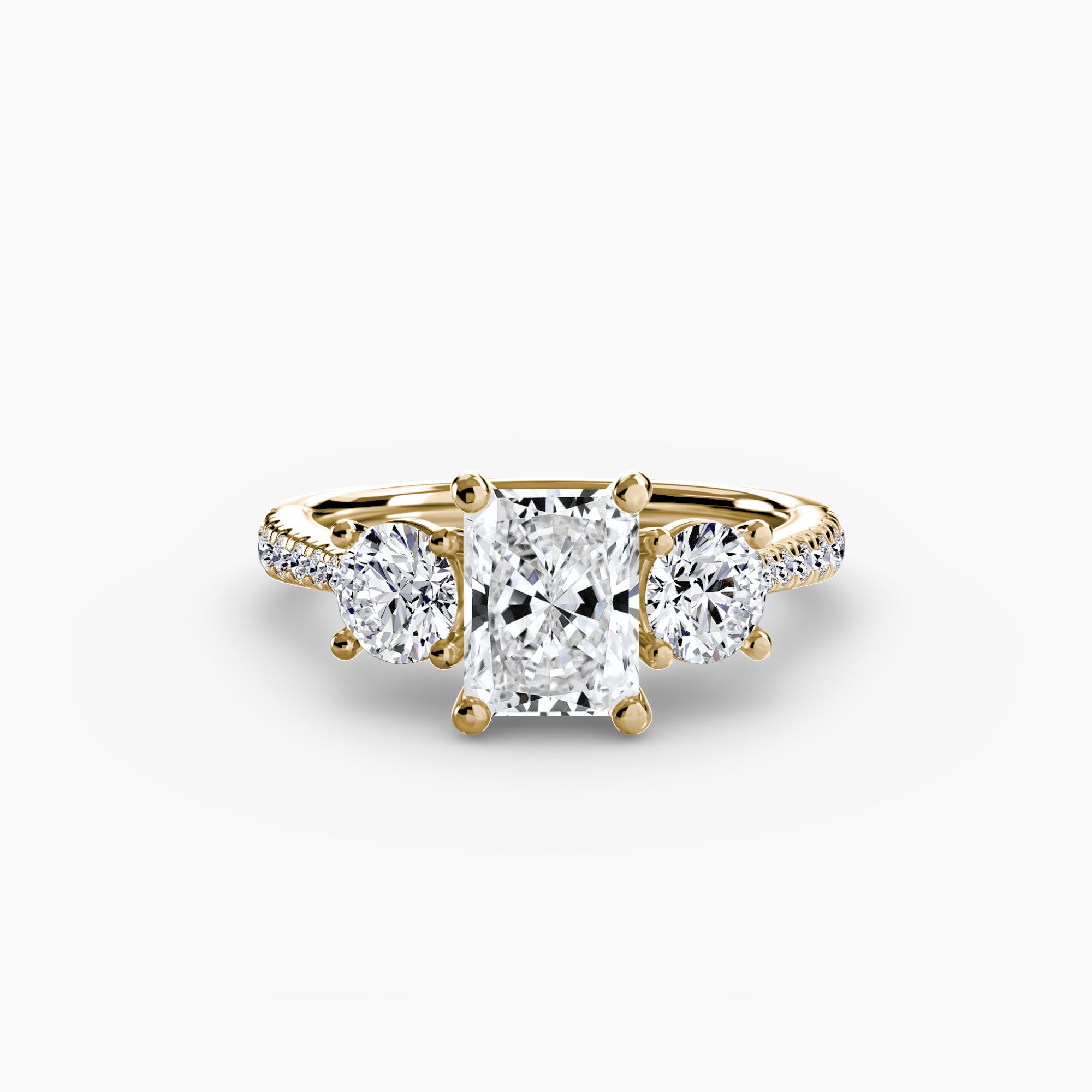 Three Stone Pavé Tapered Shank Ring