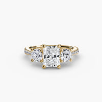 Three Stone Pavé Tapered Shank Ring