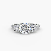 Three Stone Pavé Tapered Shank Ring