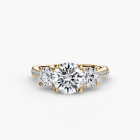 Three Stone Pavé Tapered Shank Ring