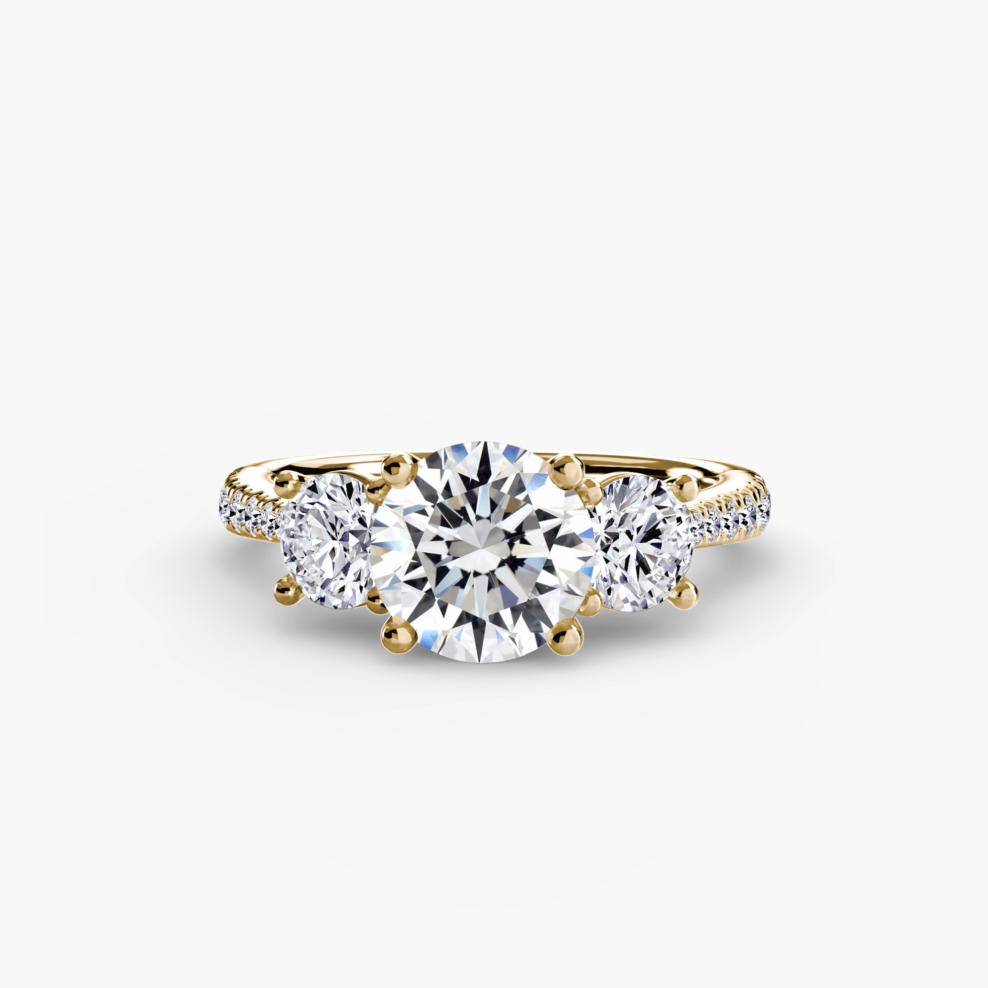 Three Stone Pavé Tapered Shank Ring