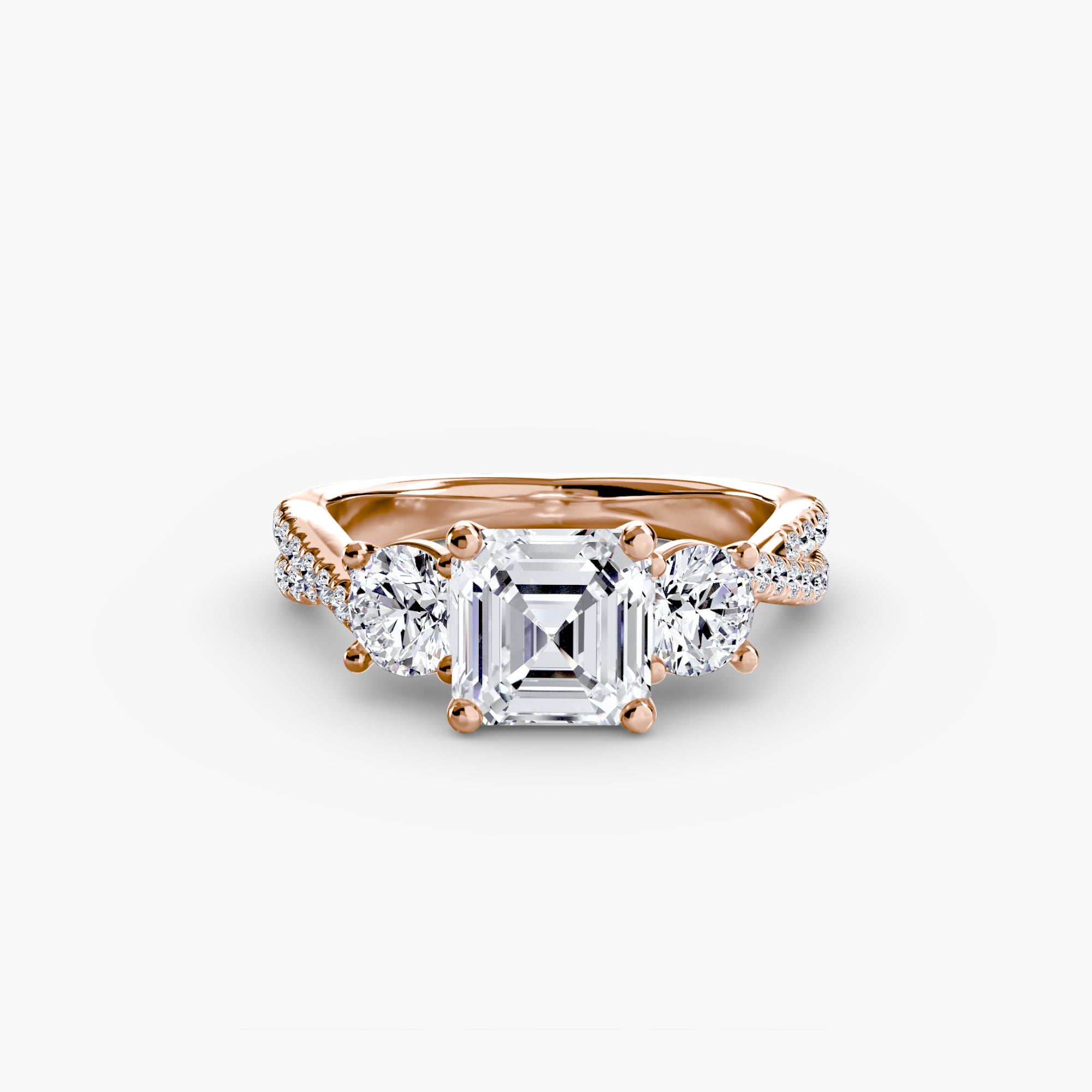 Three Stone Twist Pavé Ring