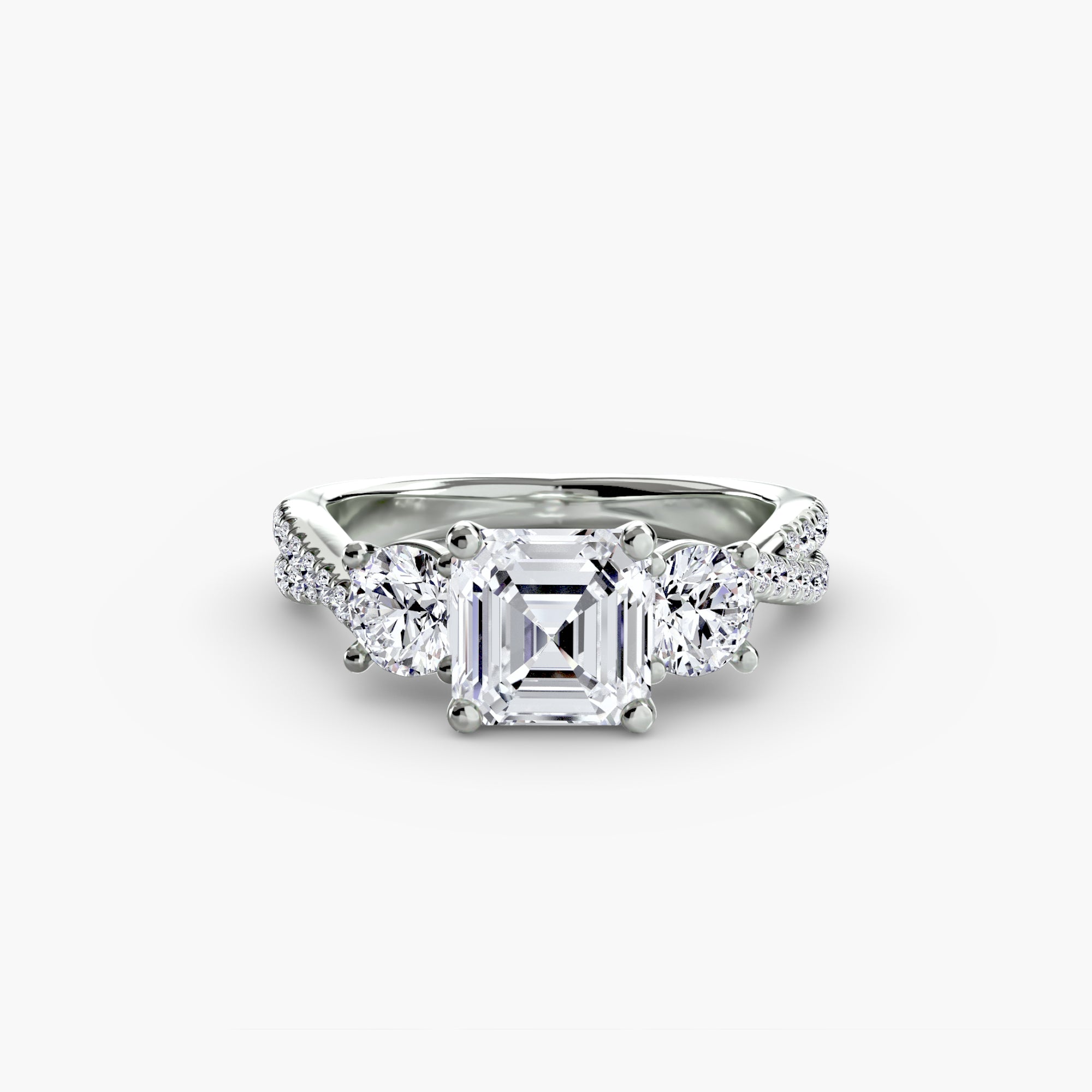 Three Stone Twist Pavé Ring